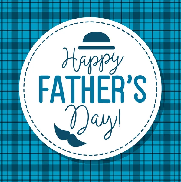Szczęśliwy ojcowie dzień karta z kapeluszem i wąsami dekoracji — Wektor stockowy