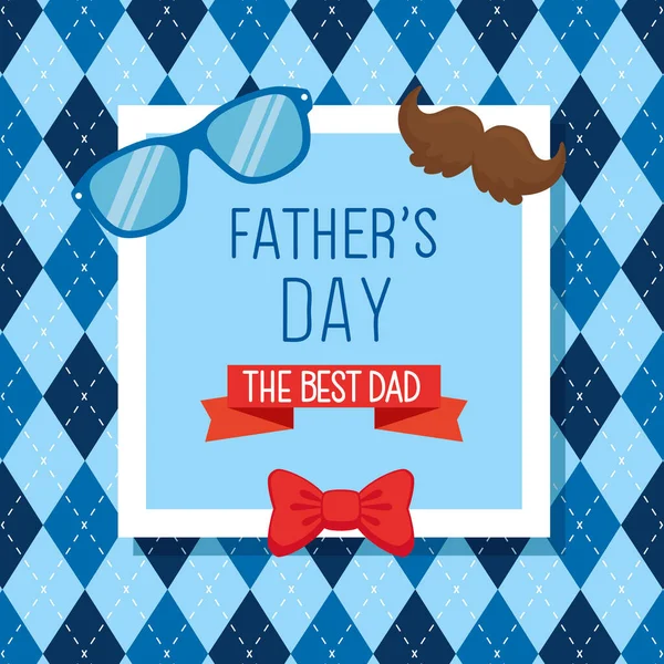 Χαρούμενη κάρτα ημέρας πατεράδες με hipster αξεσουάρ διακόσμηση — Διανυσματικό Αρχείο