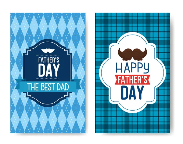 Ser cards of happy fathers day with decoration — Stock Vector