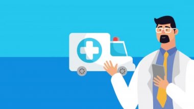 Çevrimiçi telefon ve ambulans kullanan doktor