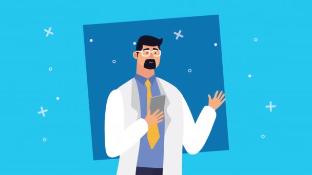 Arts met behulp van smartphone gezondheidszorg online — Stockvideo