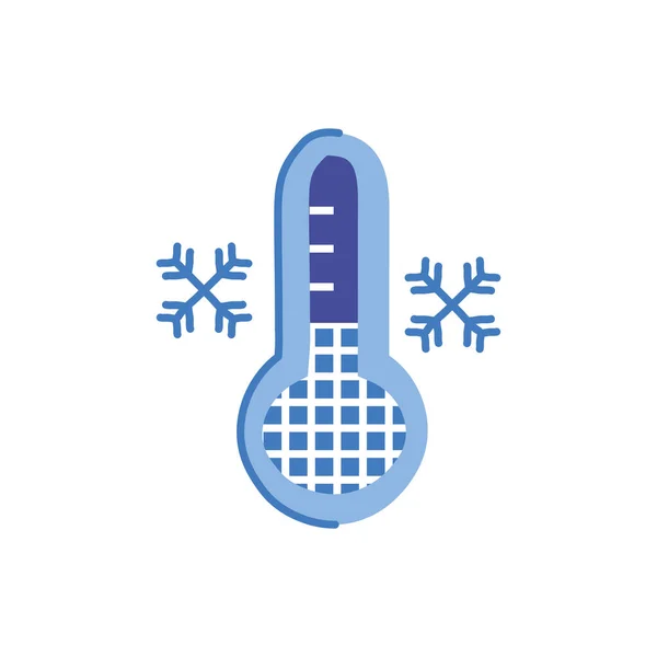 Floco de neve e termómetro símbolo meteorológico isolado — Vetor de Stock