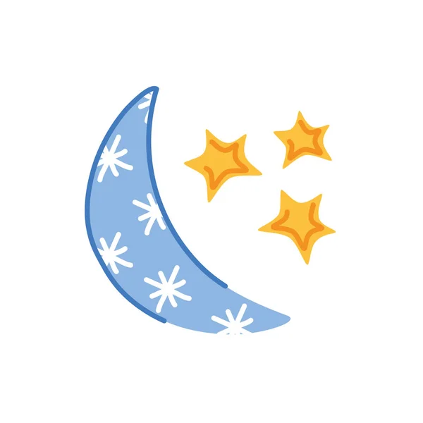 Luna con stelle simbolo meteo icona isolata — Vettoriale Stock