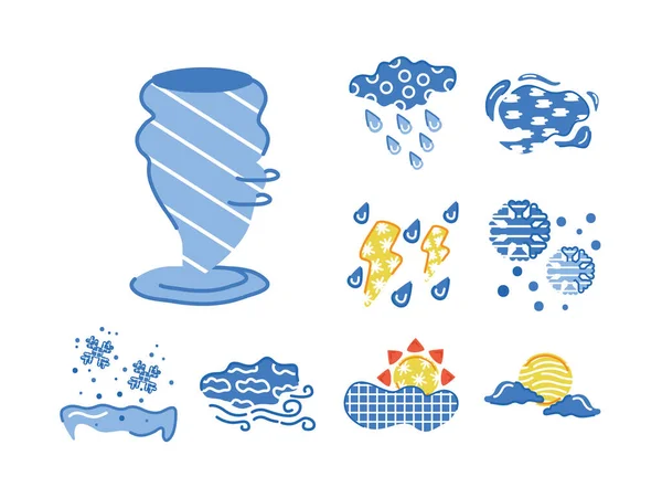 Bundle of weather symbols set icons — Stock Vector
