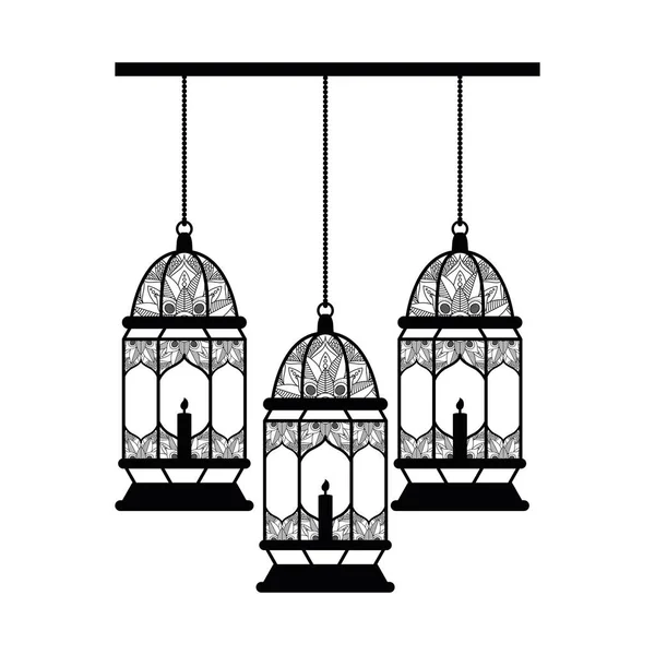Ramazan Kareem dekorasyonu asan lambalar — Stok Vektör
