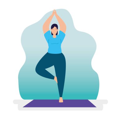 Yoga yapan genç bir kadın.