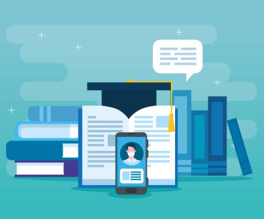 Akıllı telefon ve simgelerle çevrimiçi eğitim teknolojisi