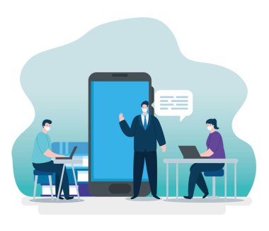 akıllı telefonlu eğitimciler çevrimiçi