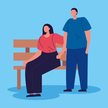 Park sandalyeli çift.