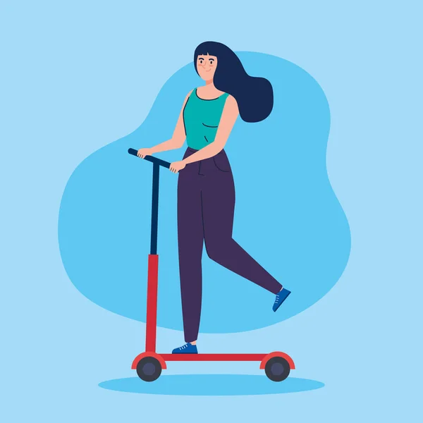 Donna in scooter avatar personaggio — Vettoriale Stock