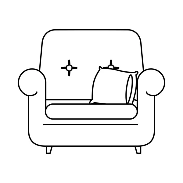 Soffa vardagsrum förmöbler isolerad ikon — Stock vektor