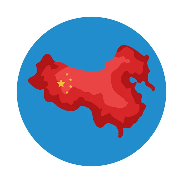 China mapa com ícone de bandeira — Vetor de Stock