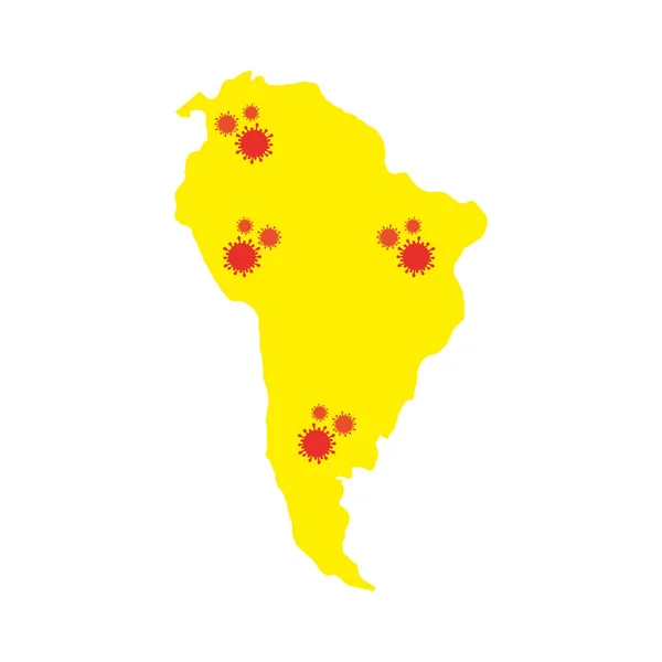 Mapa sudamericano con partículas covid19 — Archivo Imágenes Vectoriales