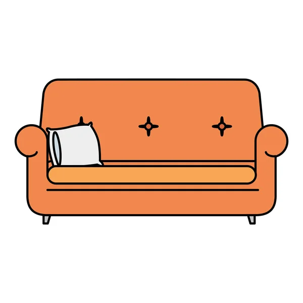 Sofa livingroom forniture isolated icon — Stock Vector