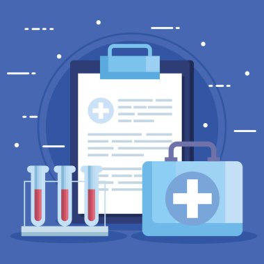 pano ve ilk yardım çantasıyla tüpler testi