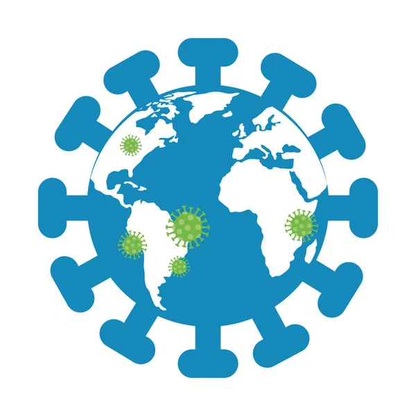 Planeet aarde met covid19 deeltjes — Stockvector