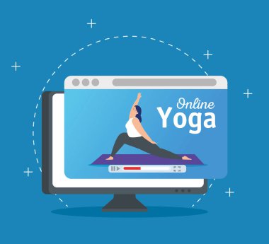 İnternette yoga yapan kadın.