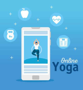 İnternette yoga yapan kadın.