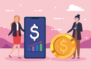 Bozuk parası ve akıllı telefonu olan kadınlar