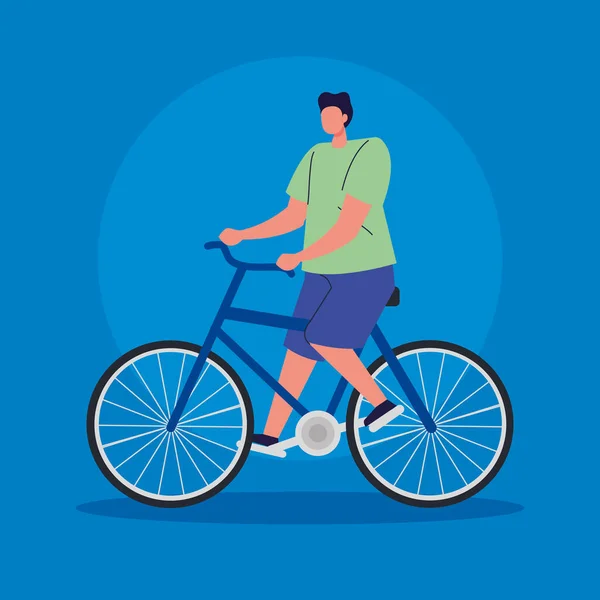 Joven hombre en bicicleta avatar icono de carácter — Vector de stock