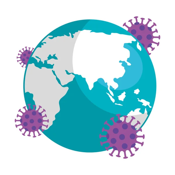 Planeta tierra con partículas covid19 — Archivo Imágenes Vectoriales