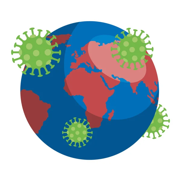 Planeta Terra com partículas covid19 —  Vetores de Stock