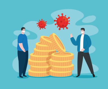 Covid 2019 'dan ekonomik etki simgeleri olan bir adam