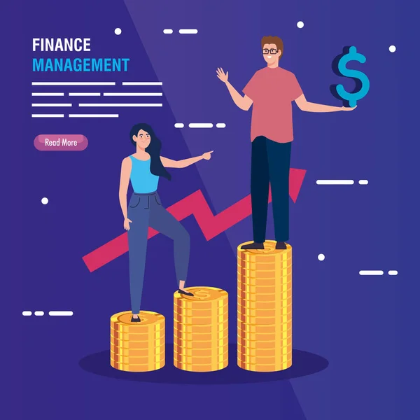 Pár halom érmék nyíllal fel infographic — Stock Vector