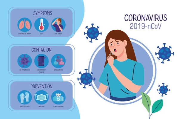 Mujer enferma con carácter de termómetro — Vector de stock