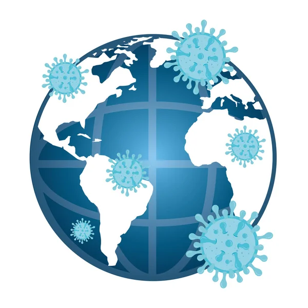 Planeta Terra com partículas covid19 —  Vetores de Stock