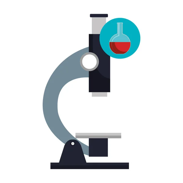 Microscopio con icona isolata a prova di tubo — Vettoriale Stock