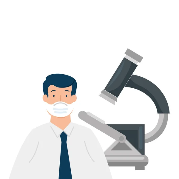 Doctor with microscope isolated icon — Stock Vector