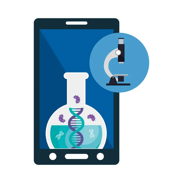 Smartphone con medicina online tramite test di covid 19 — Vettoriale Stock