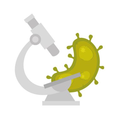 Parçacık covid 19 izole edilmiş simgeyle mikroskop