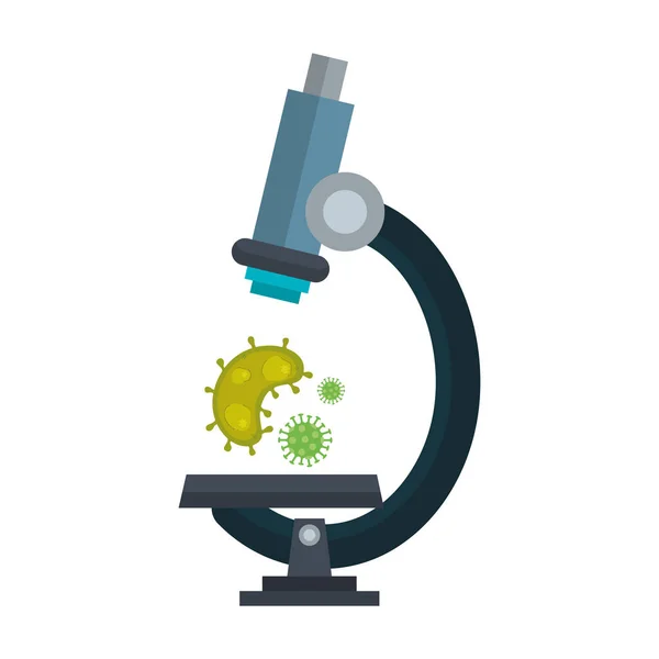 Covid 19 izole edilmiş simgeyle mikroskop — Stok Vektör