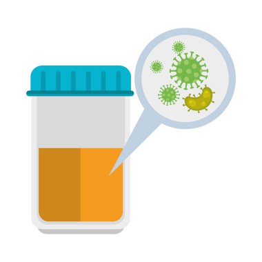 covid 19 simgesinin test edildiği şişe