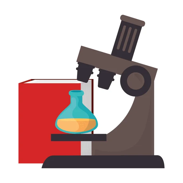 Tüplü test ve kitaplı mikroskop laboratuvarı — Stok Vektör