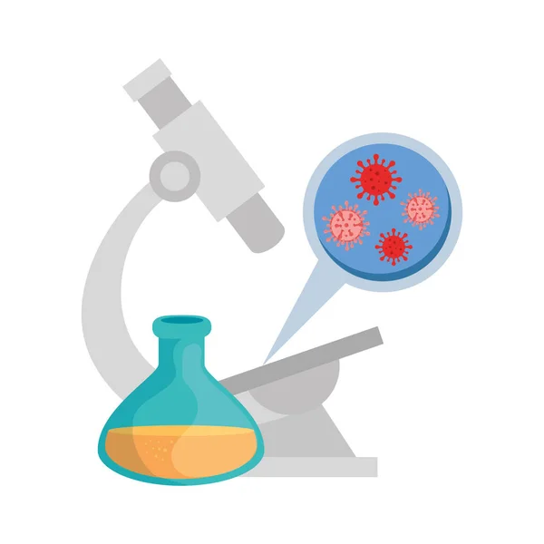 Mikroskop s částicemi kovidu 19 a trubicovým testem — Stockový vektor