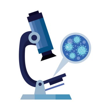 covid 19 izole edilmiş simgeyle mikroskop