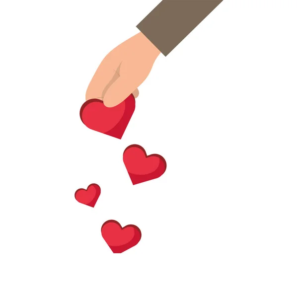 Mãos dando corações ícone de amor —  Vetores de Stock