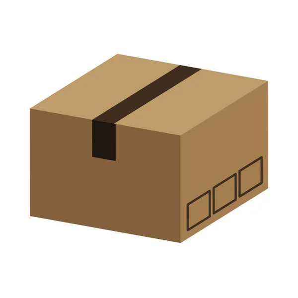 Caja de cartón servicio de entrega icono aislado — Vector de stock