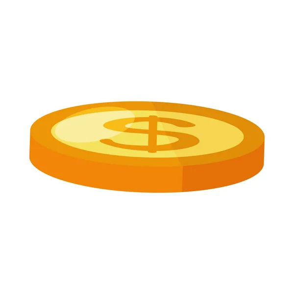 Munt geld dollar geïsoleerde pictogram — Stockvector