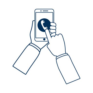 Akıllı telefon aygıtı teknolojisi kullanan eller