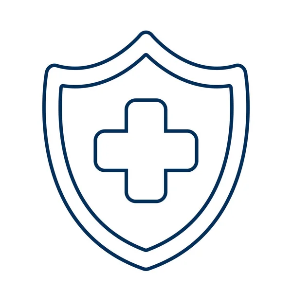 Medical cross in shield isolated icon — Stock Vector