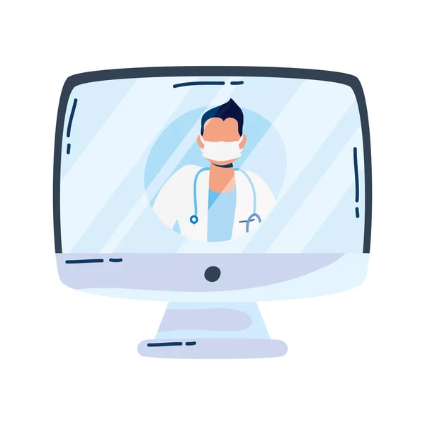 Médecin professionnel avec stéthoscope dans le bureau — Image vectorielle