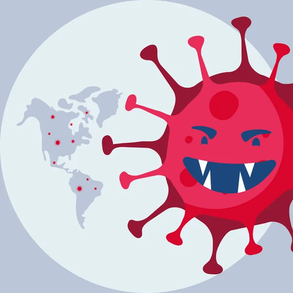 Covid19 particule pandémique avec la planète Terre — Image vectorielle