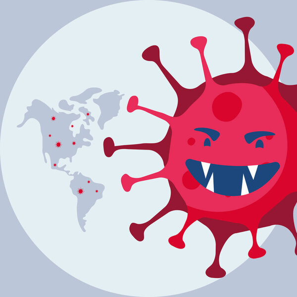 covid19 pandemic particle with world planet earth