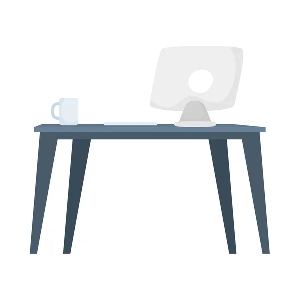 Desktop com xícara de café na mesa — Vetor de Stock