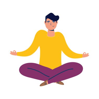 Lotus pozisyonunda zarif bir iş adamı.