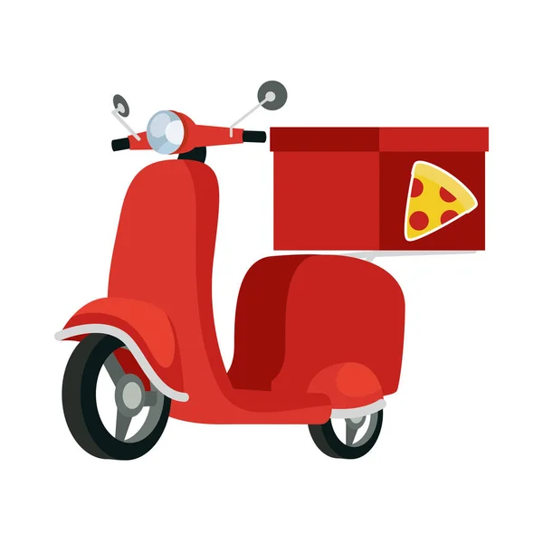 Entrega pizza motocicleta aislado icono — Vector de stock